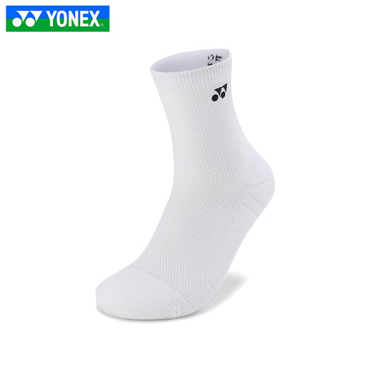YONEX (YONEX) nouvelles chaussettes de badminton professionnelles pour hommes, chaussettes de sport à fond de serviette épaissi, chaussettes mi-tube, confortables et respirantes 145124BCR 145124 blanc