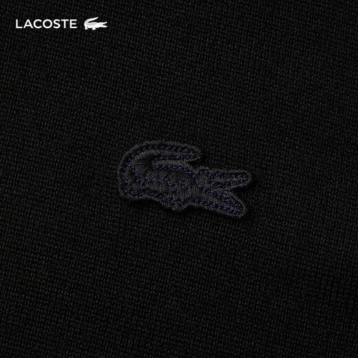 Lacoste Crocodile Crocodile Men's Spring y Autumn Color sólido Cardigano de cárdera de cuello redondo de manga larga AH1969 031/Negro L 5