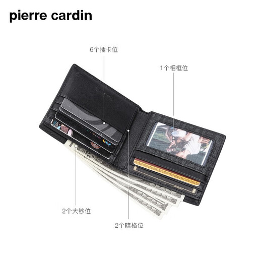 Pierre Cardin Men's Wallet Short Multifunctional Ticket Holder Wallet Horizontal Wallet Father's Day Gift for Dad Men's Gift Upgraded Solid Wood Gift Box