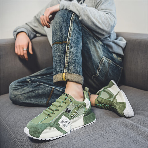 MVPBOY running shoes men's new spring versatile casual sports shoes men's bottom bag dad's shoes breathable mesh shoes men's shoes Sunshine C681 green 40