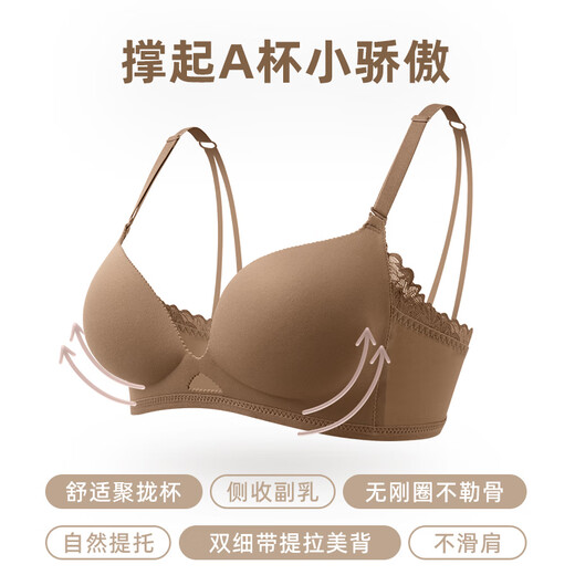 French Jerrie Mock brand traceless underwear for women gathering small breasts sexy thin style 2022 new upper-collecting secondary breast anti-sagging bra set 22W4865 gray purple 75B=34B (set)