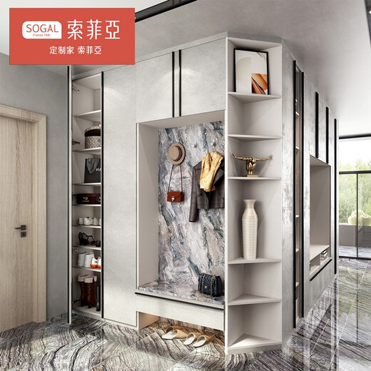 Sofia Custom Wardrobe Home Series Entry Cabinet Storage Hall Cabinet Porch Cabinet Wooden Storage Cabinet Tumble Cloak Cabinet Customized Gold