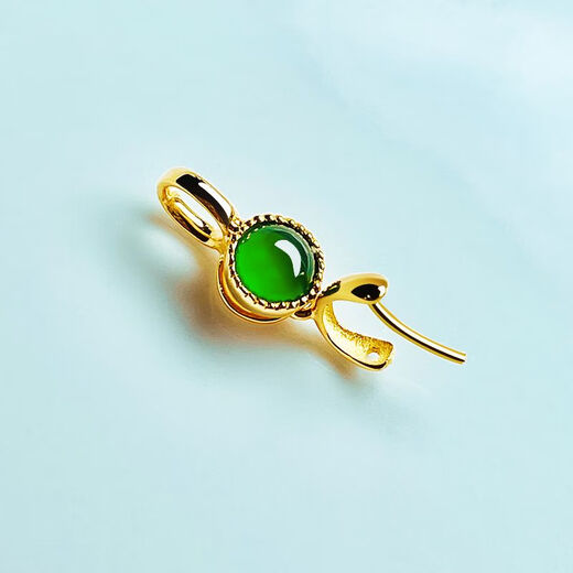 MHFDO 18K gold buckle jade top bead Guanyin Buddha pendant plated leaf jade necklace gold