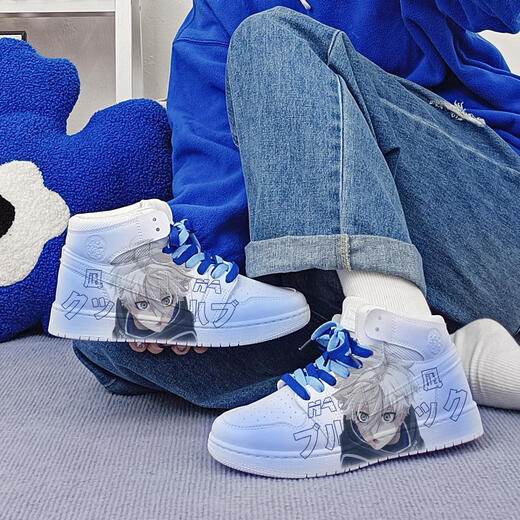 Jointly-branded Sakura Blue Prison Anime Pain Shoes Men's 2024 Spring and Autumn Couple Sports Shoes Huili Ganyu Low Top Board Shoes (Pink Blue) z2694d 40