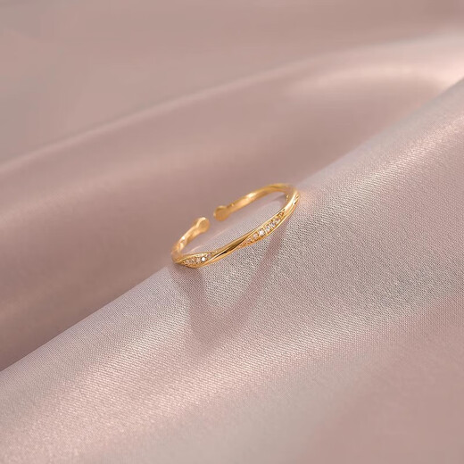 Mu Shen 18K gold plain ring opening adjustable index finger thin open ring