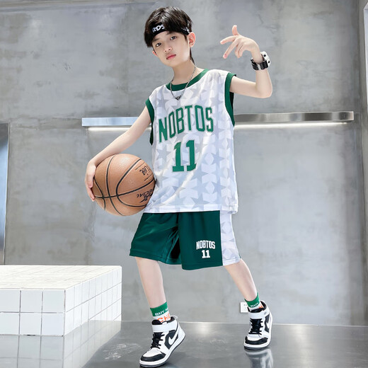 
AN boys basketball suit summer thin 2025 new style mid-large children sports summer clothes children's vest quick drying clothes 12113 blue 160 (height 150-160cm)