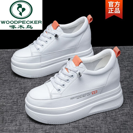 Zapatos para mujeres de carpintero de carpintero Los zapatos de mujer de altura interna genuina de cuero invisible y liviano, pequeño y versátil, súper calientes pequeños zapatos blancos de 10 espesas con esponja zapatos de pastel de esponja todo negro de 10 cm [677 superficie de cuero] 36