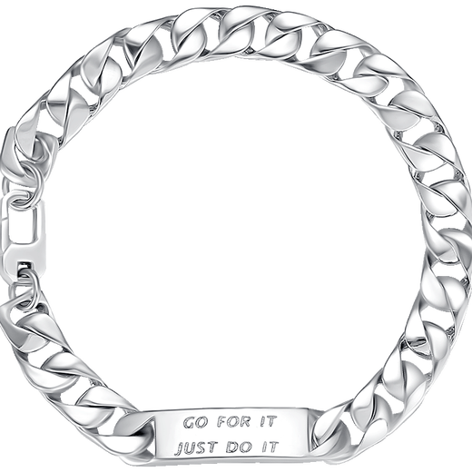 Miss JuJu platinum bracelet men's pt950 white gold thick Cuban bracelet trendy men's hand jewelry gift for husband, weight 30.28g, length 17cm, thickness about 6.8mm