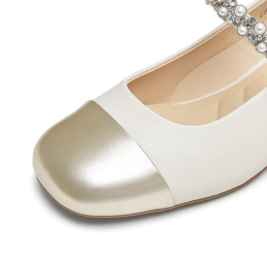 Tianmeiyi shoes women's shoes mall same thick heel French retro single shoes Mary Zhen shoes spring and autumn style BJ761CQ4 beige 37