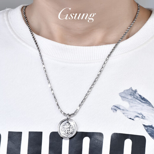 GsunG platinum pendant for men PT950 Yellow God of Wealth pendant for women, solid platinum pendant with necklace, calculated based on the gold price of the day
