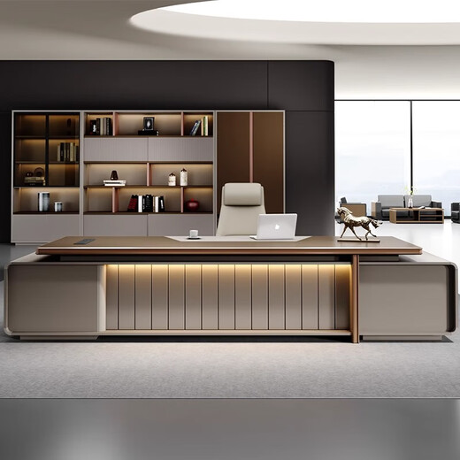 Chengyu light luxury boss desk desk simple modern leadership office furniture executive desk president manager desk and chair combination 2.2 meters luxury double cabinet boss desk