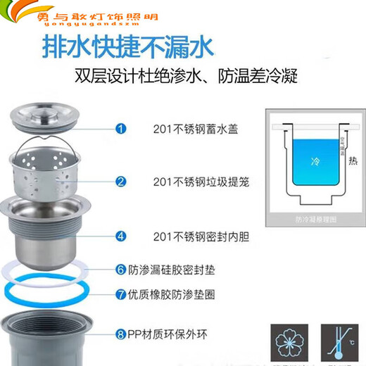 君默304不锈钢水槽双槽加长带解冻板不锈钢台盆一体拉伸洗菜盆S12048