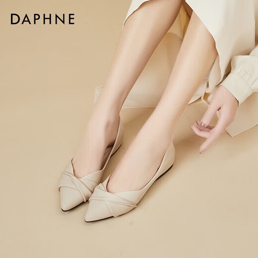 Daphne Single -Schuhe für Frauen im Sommer speicherte Zehen Temperament Flache Schuhe bequem und vielseitige Frauenschuhe 4022101132 Beige 38