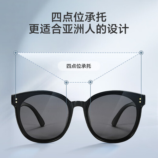 Made in Tokyo, classic large round black frame high-definition nylon polarized sunglasses for men and women, anti-UV glasses, bright black