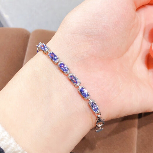 Xuanpa tanzanite bracelet 5.4 carats 18 pieces size 3*5mm high clarity cornflower color Feijingge tanzanite bracelet 5.4 grams