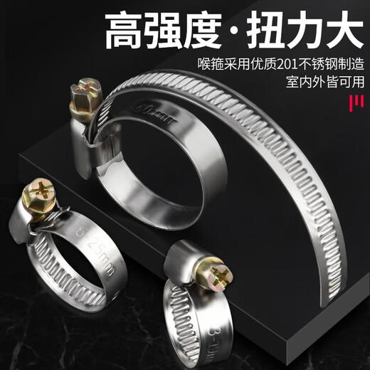 Baolian German hose clamp 201 stainless steel clamp all-steel water pipe clamp oil pipe clamp water pipe buckle clip fixed pipe clamp 19-29mm 10 pieces