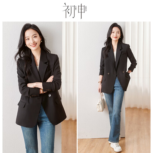 Chu Shen Spring and Autumn Small Suit Women's Professional Commuting Casual Suit Jacket Formal S13KF4434 Black L