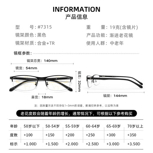 玉品堂老花镜男渐进多焦点智能变焦远近两用中老年眼镜开车可带150度