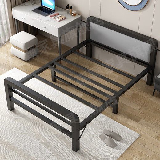 瑶颖(免安装)折叠床单人床家用午休床办公室午睡床陪护床硬板床铁床  100cm宽【软包双折+加粗框架】