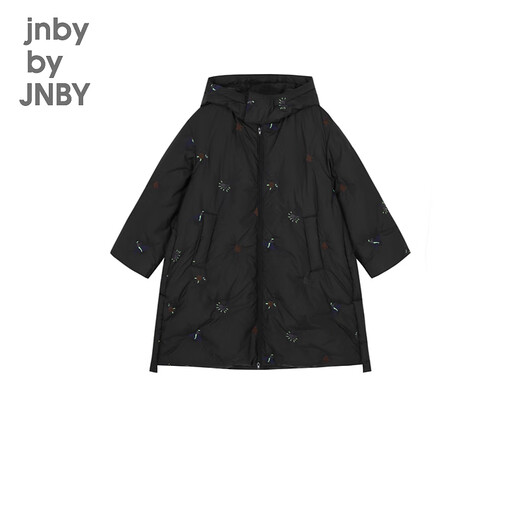 jnby by JNBY江南布衣童装冬装男女童长款羽绒服连帽刺绣图案儿童1N0C13601 001本黑 120 cm