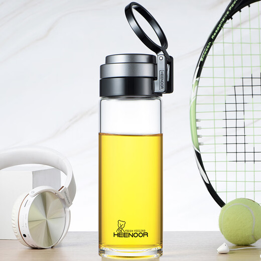 Heenoor glass single-layer thickened large-capacity tea cup men's outdoor sports hot water-resistant cup portable car water cup