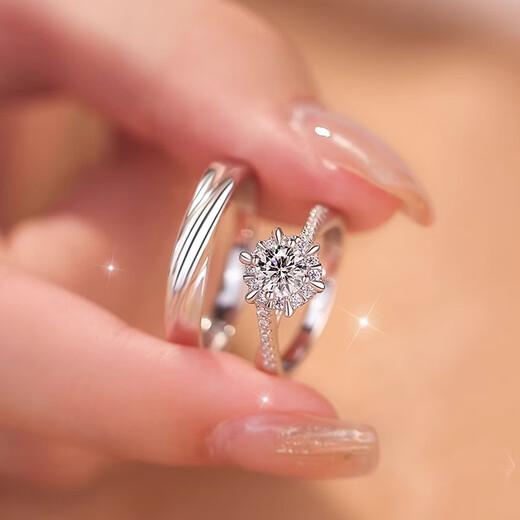 MZMZ Platinum Couple Ring pt950 Platinum Moissanite Knot Engagement Ring Valentine's Day Birthday Gift for Girlfriend Next Day Delivery Light Luxury Star Woven Love Ring (Live)