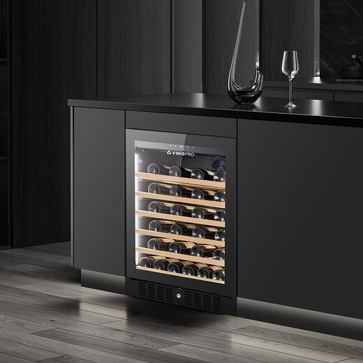 VINOPRO red wine cabinet, constant temperature wine cabinet, compressor air-cooled household embedded solid wood wine refrigerator BU-145 single temperature variable frequency model | first-class energy efficiency + air-cooled frost-free 46 bottles