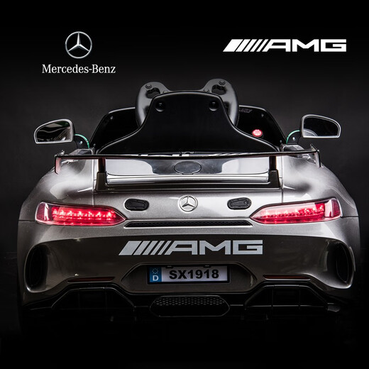 Yijing Mercedes-Benz Children's Electric Car Toony Control Control Rocking Car Rock To-To peut s'asseoir chez les enfants, les garçons et les filles de la petite enfance Porte-éducation TOP-ajustée gris argenté [roue douce + siège en cuir + swing + direction électronique + tige de traction]