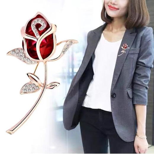 QUAMER high-end rhinestone brooch women's jacket suit coat corsage anti-exposure fixed pin coat Tango flower
