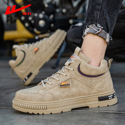 Huili Men's Shoes 2025 Printemps Nouveaux chaussures polyvalentes rétro pour hommes Martin Boots Étudiant Sports décontractés High Top Work Chaussures Men Khaki / Single 42