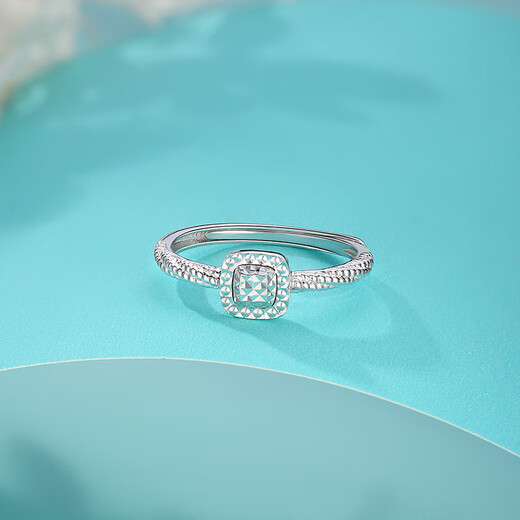 Yuan Shengfu New PT950 Fashionable Sugar Cube Platinum Ring Genuine Women's Platinum Ring Adjustable Live Shining 2.70g