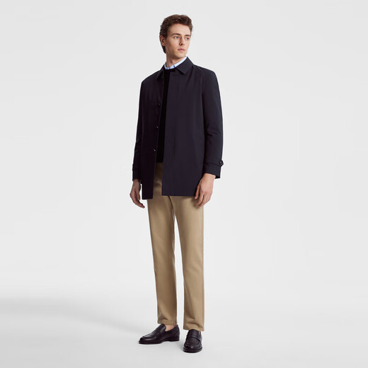 雅戈尔（YOUNGOR）风衣男中长款羽绒风衣可脱卸羽绒内胆两穿风衣 黑色 XL 180/100A