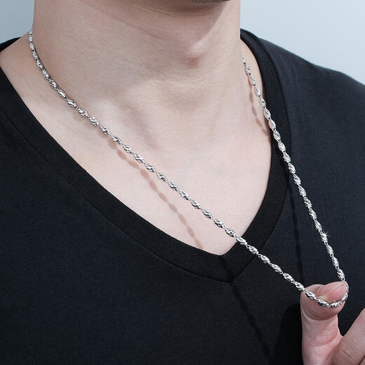 Jin Duoxi (COLDDOX) Chinese Valentine's Day gift necklace men's pt950 platinum necklace men's and women's platinum necklace olive bead necklace about 9.66 grams about 2.4mm about 55 cm