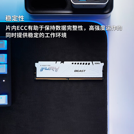 金士顿 (Kingston) FURY 32GB(16G×2)套装 DDR5 6000 台式机内存条 Beast野兽系列 支持AMD EXPO超频 白色款