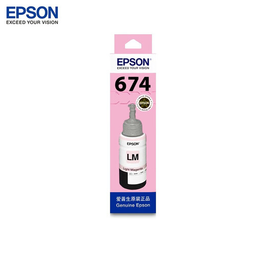 Epson Original 674 Series Ink adapté à L801 / L805 / L810 / L850 / L1800 T6746 Light Magenta Ink / 70ml