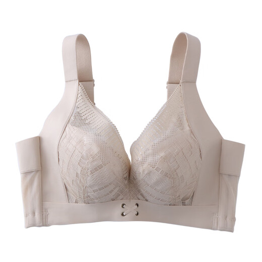 Modal adjustable underwear for women with large breasts, push-up, anti-sagging, full cup, summer, apricot skin color, bra + underwear 85D