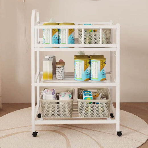 Floß -Kern -Baby -Operationstisch Windel Pflege schmiedeeisernen Rahmen bewegliche Babywechslerwindeln und ein neues Bad. Nude-Windel-Tisch der zweiten Schicht Milchkaffee liefert Matratze und Bettblock
