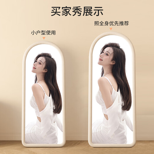 Dexu full-body mirror home floor-standing mirror Internet celebrity dressing mirror ins style fitting mirror for girls bedroom makeup special mirror white 150*40cm [wall style]