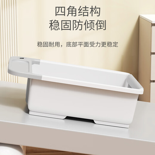 奔麦婴儿洗澡盆加大宝宝浴盆折叠新生儿童可坐躺洗澡神器躺托浴架泡澡 【数显感温】灰+转转乐+太阳花洒