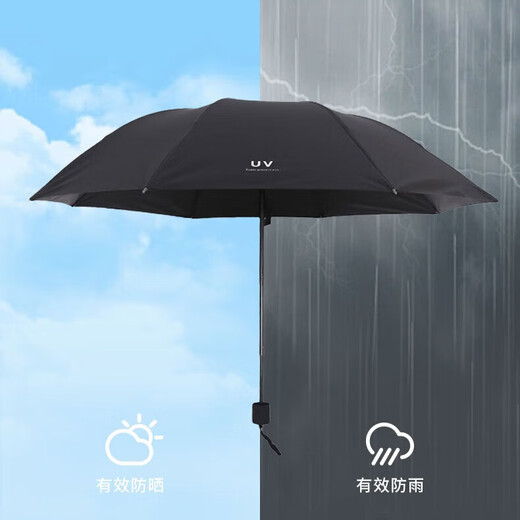 Manual umbrella, thickened and strong, windproof, sunny and rainy, sun protection, UV protection, parasol, random delivery, manual black, 8 ribs