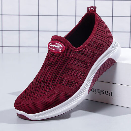 
Yushuang old Beijing cloth shoes for women soft sole non-slip single shoes for women light and comfortable versatile casual shoes for middle-aged and elderly mothers' shoes Purple 38