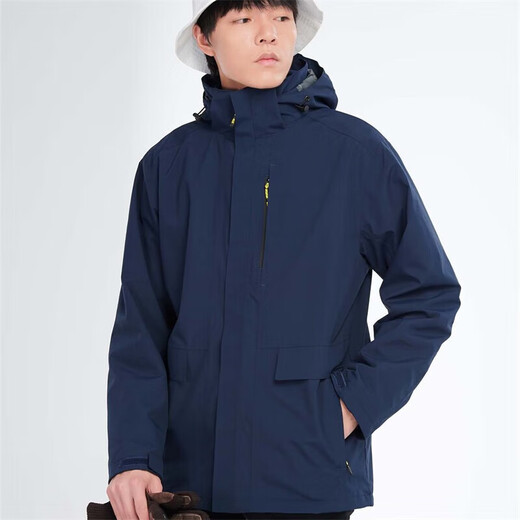 BRELRMON韩版冲锋衣女男防风户外防寒三合一保暖可拆卸滑雪登山服夹克外套 HS12805藏青-男 S