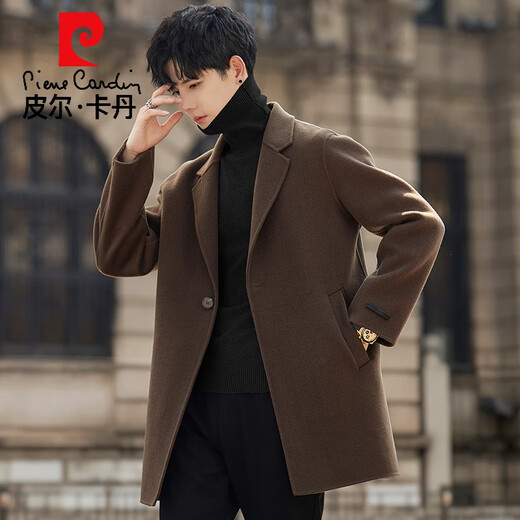 Pier Cardin Caballa de lana Pure Pure de lana para el abrigo de lana de doble cara para hombres Autumno de otoño e invierno en espesor negro M 170