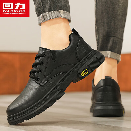 Warrior Business Retro Casual Work Shoes Мужчины кружевные кожаные туфли мужчины 1632 черные 43