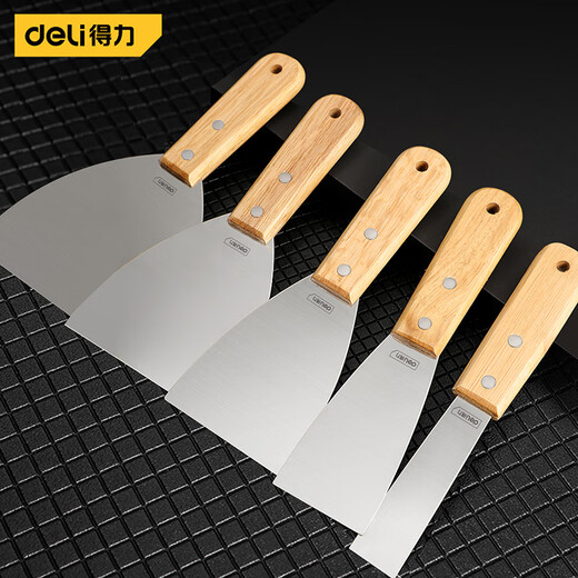Deli wooden handle stainless steel putty knife putty knife putty knife dust shovel cleaning scraper wall scraper scraper knife