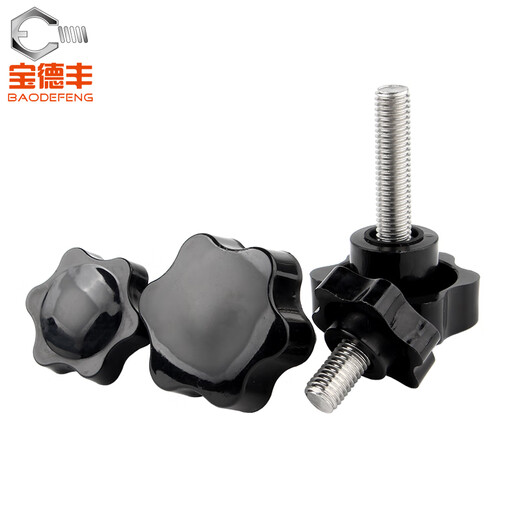 Baodefeng 304 stainless steel plum blossom handle screw star-shaped handle Bakelite six-star knob head hand-tightened bolt collection M4X10 outer diameter 25 5 pieces
