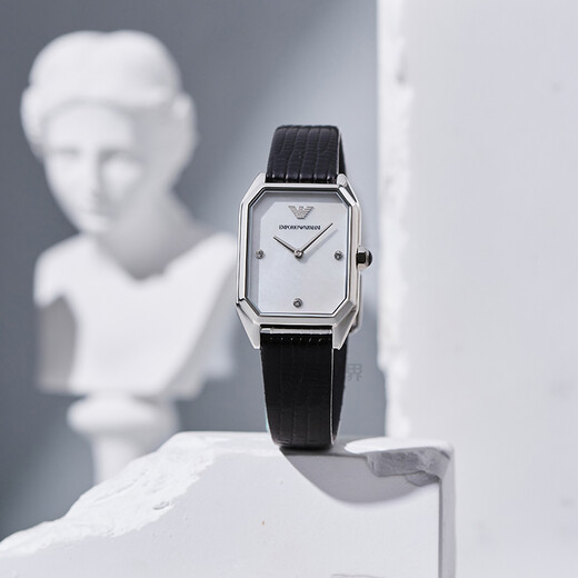 Emporio Armani watch women's European and American watch small green watch retro belt fritillary quartz watch Chinese Valentine's Day gift for girlfriend retro square plate AR11148