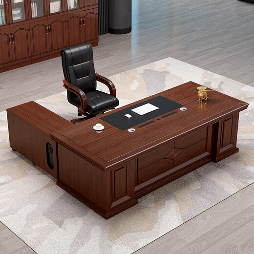 Cosenger desk boss desk simple modern executive desk Chinese style executive manager table 1.8 meters office desk and chair combination boss table + double side cabinet + chair 2.0 meters