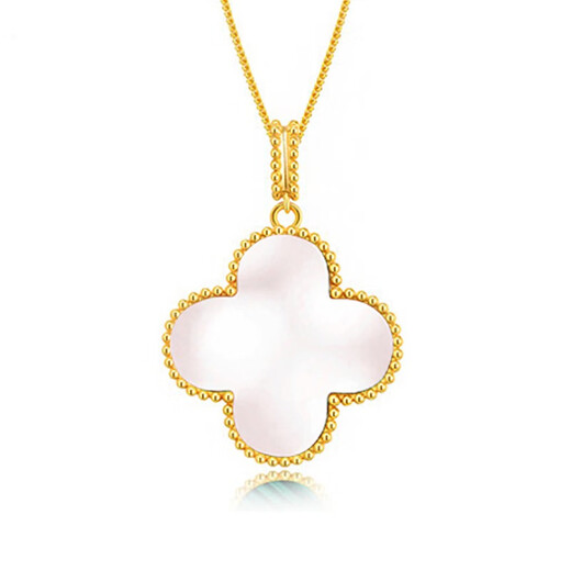 Jamie 18k gold four-leaf clover pendant large 20mm pendant as a gift for girlfriend 18k gold red agate pendant (necklace not included)
