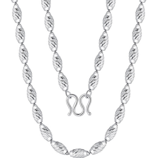 Aido Diamond Platinum Necklace Men's pt950 Platinum Olive Bead Chain Shiny Thick Plain Chain Weight 13.00g Length 55cm Thick About 2.8mm